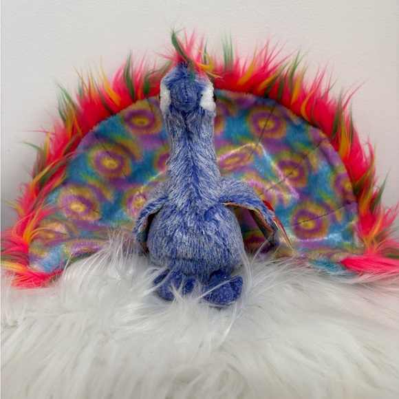 Ty Flashy Plush Peacock with Multicolored Tail Beanie Baby - Picture 6 of 6